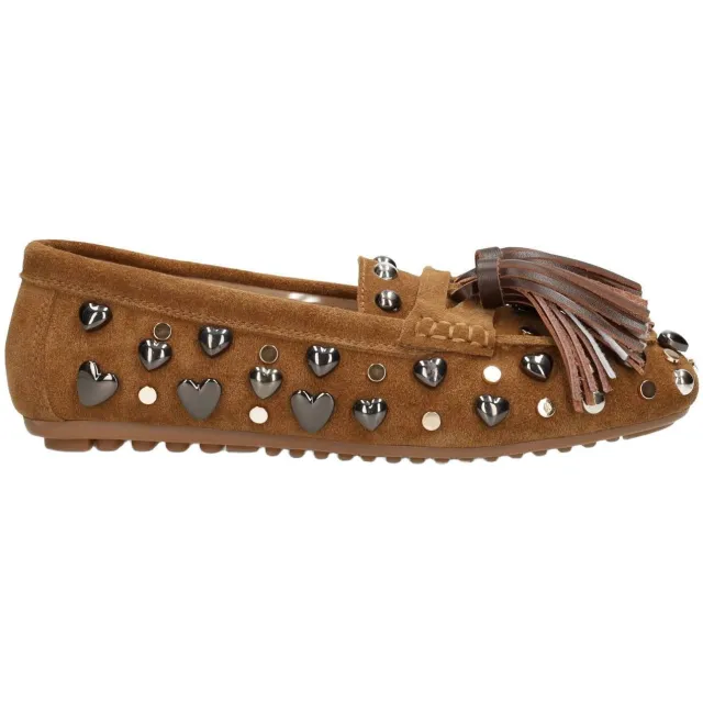 Poelman Serena suède mocassins met franjes - bruin