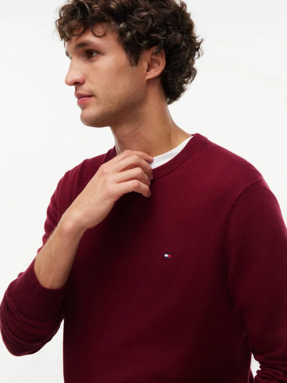 Tommy Hilfiger gebreide trui met kasjmier - burgundy, foto 6