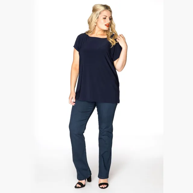 Yoek Jeans met rechte pijp | Donkerblauw