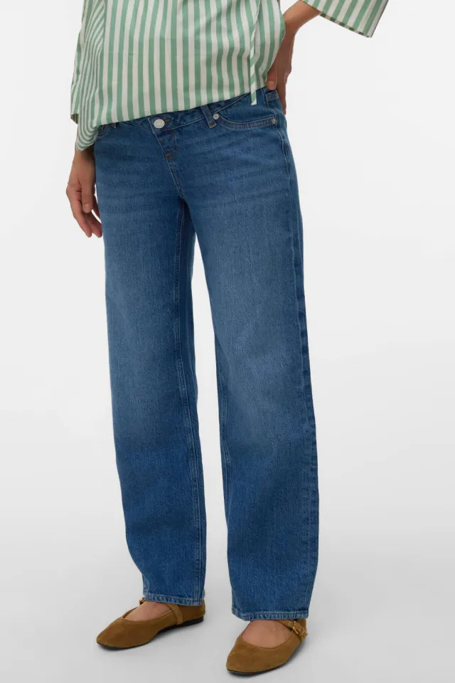 Vero Moda MATERNITY high waist zwangerschaps wide leg jeans medium blue denim, foto 3