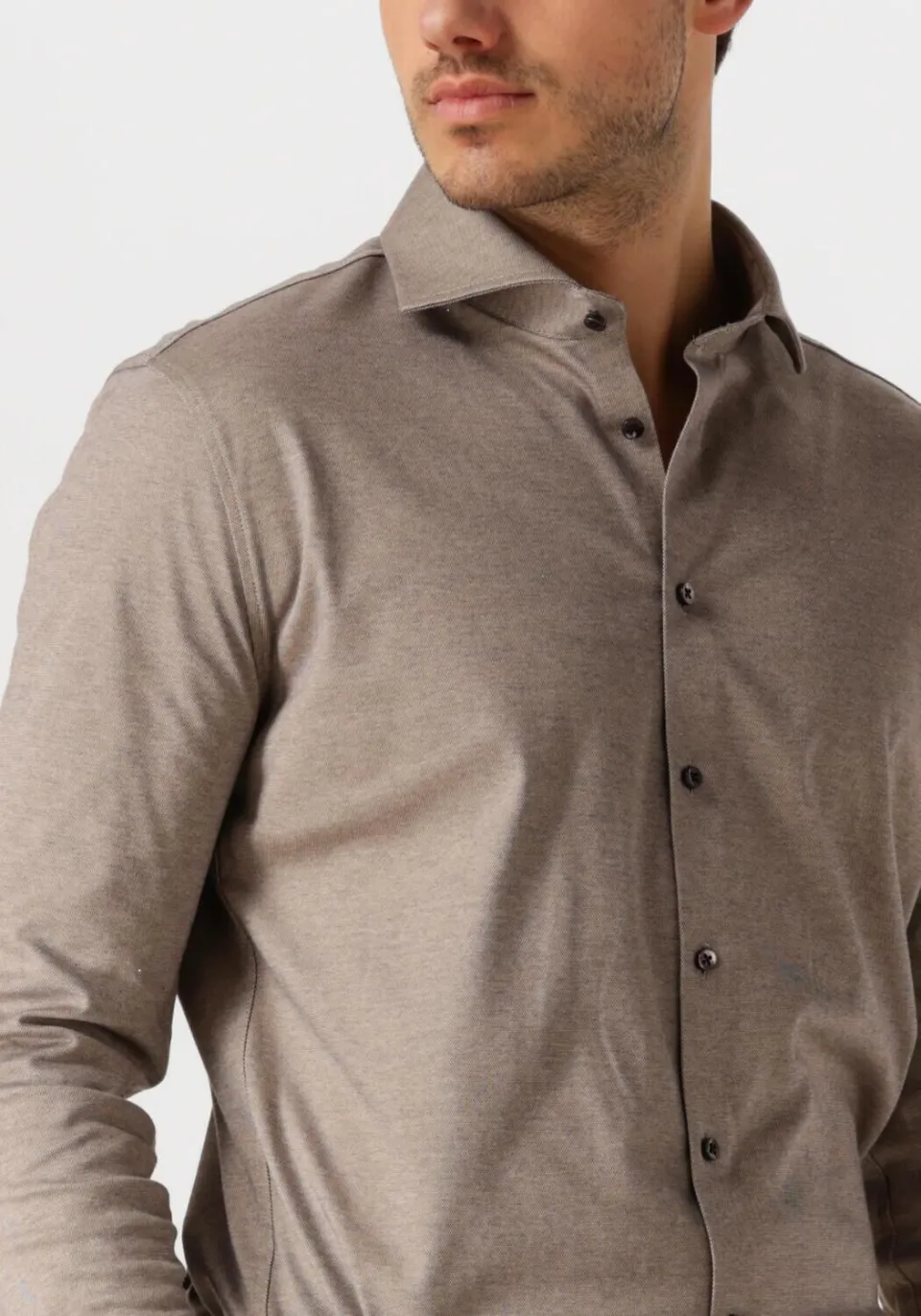 Desoto Luxury Tailored Fit jersey overhemd zandgrijs