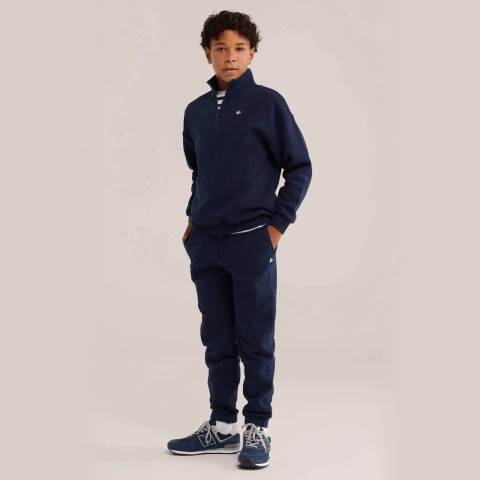 WE Fashion sweat tapered joggingbroek donkerblauw