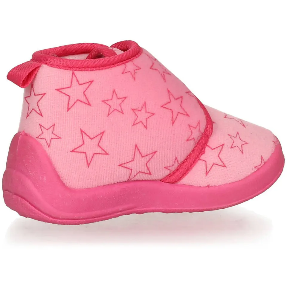 Playshoes pantoffels met sterrendessin Velcro roze/donkerroze