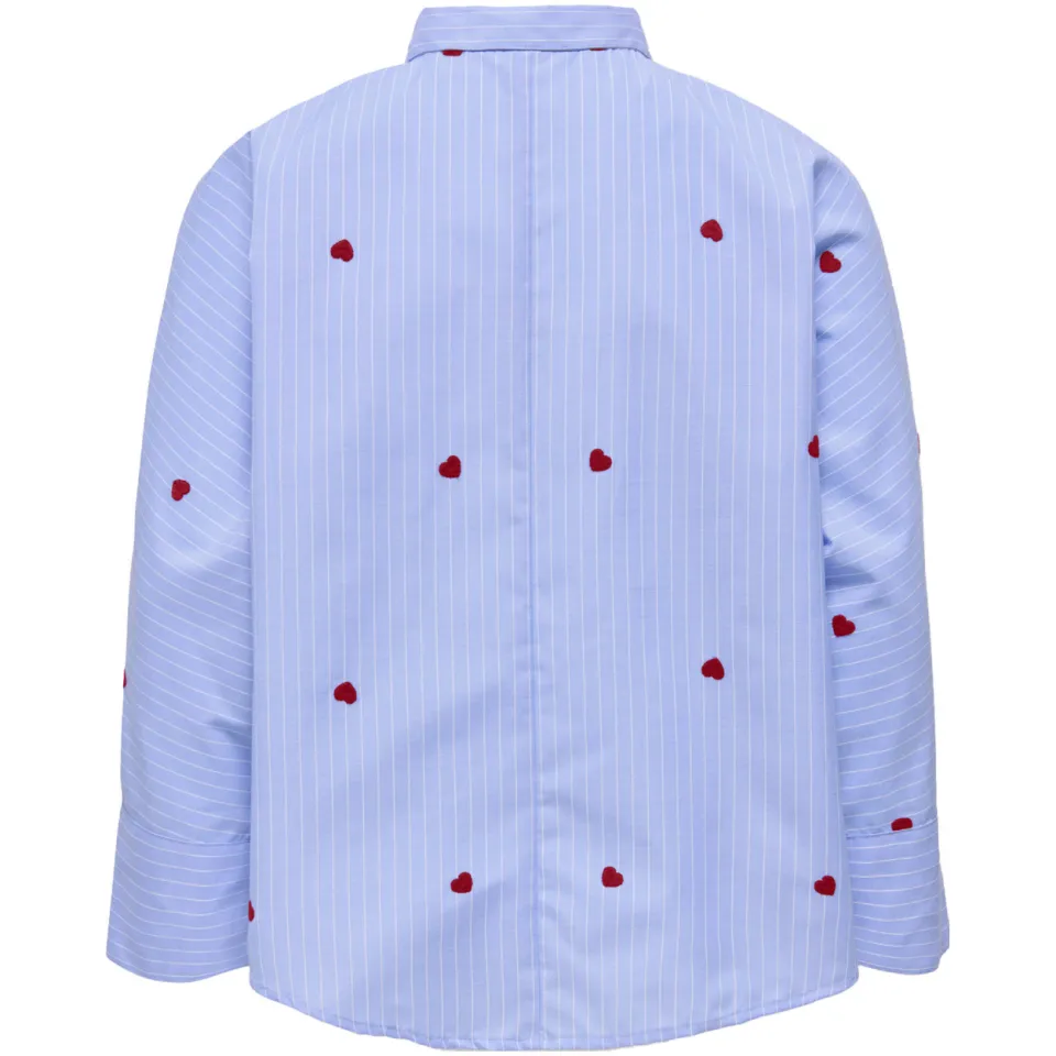 Only gestreepte blouse met hartjes lichtblauw, foto 4