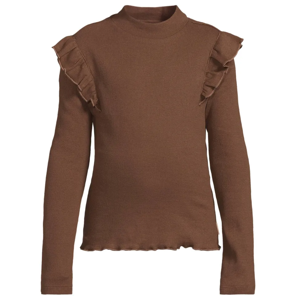 Orange Stars longsleeve met ruches donkerbruin, foto 2