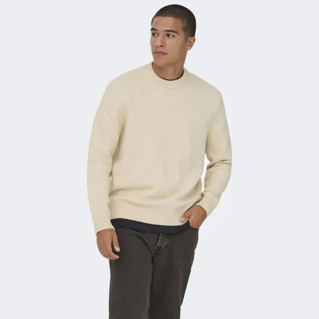 Only & Sons regular fit gebreide trui met wol - oatmeal