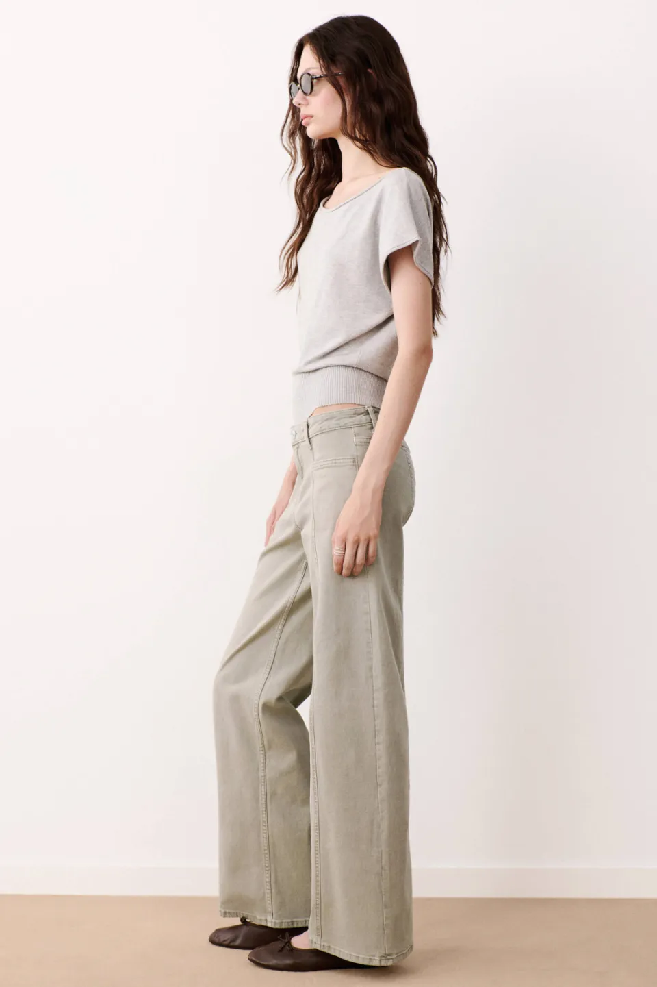 Mango TEEN low waist wide leg jeans - kaki, foto 4