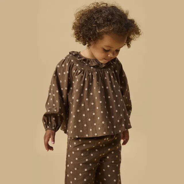 Lil' Atelier Mini blousetop bruingroen