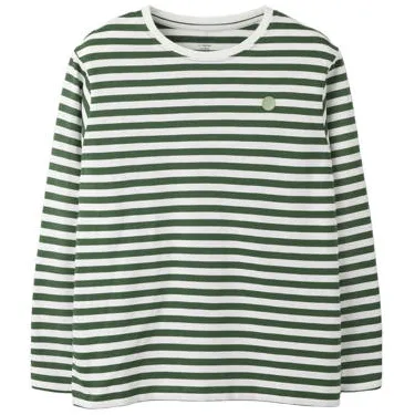 NAME IT KIDS gestreepte longsleeve groen/wit