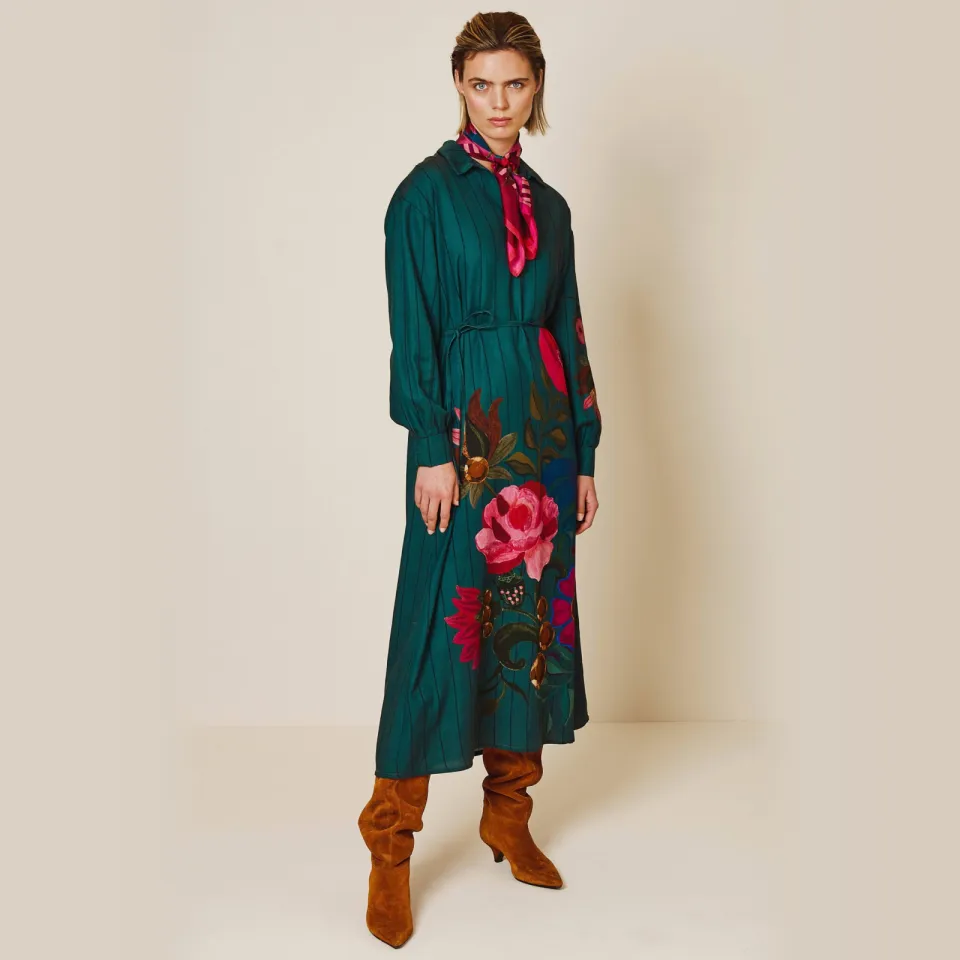 Oilily Dione maxi blousejurk donkergroen, foto 4