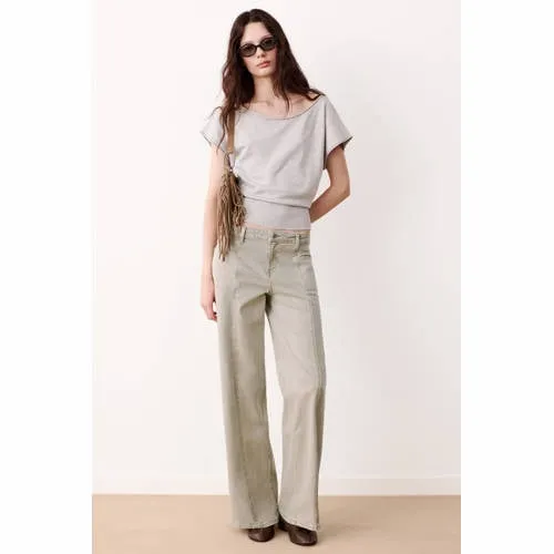 Mango TEEN low waist wide leg jeans - kaki