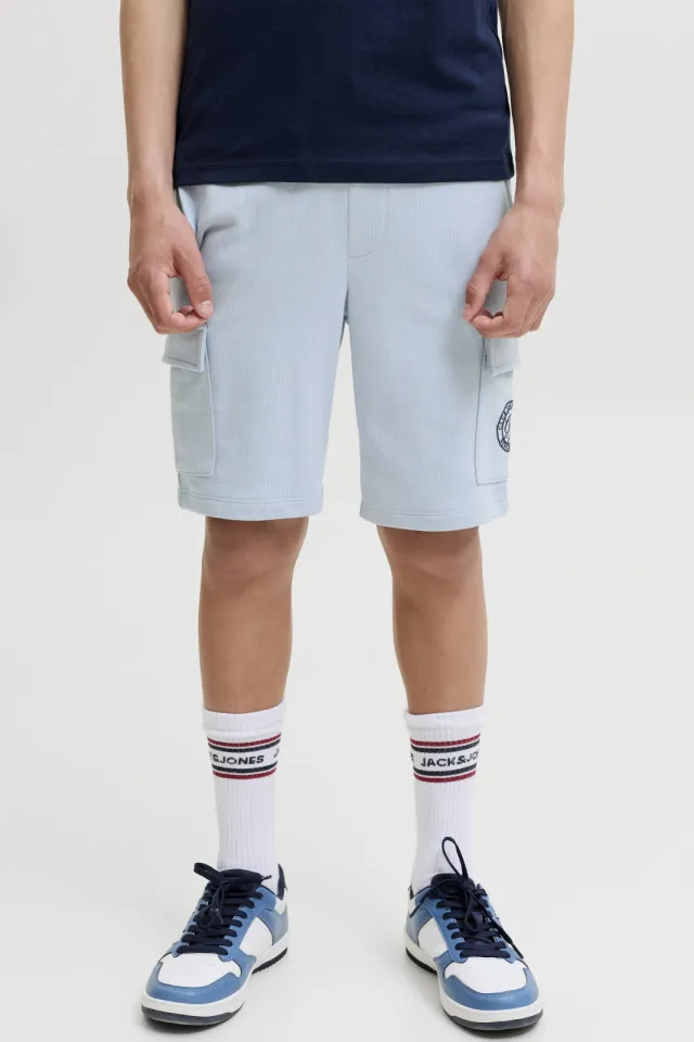 Jack & Jones sweatshort lichtblauw met print, foto 3