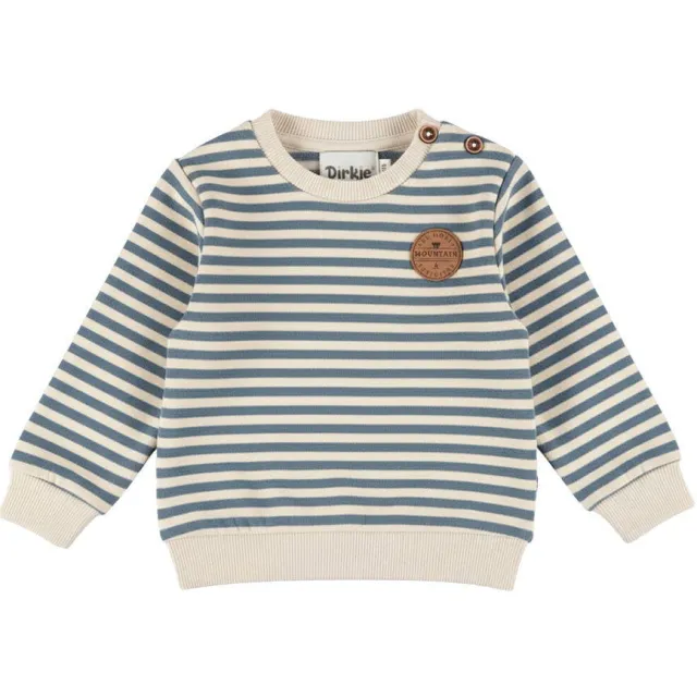 Dirkje rechtvallende gestreepte sweater - blauw/beige