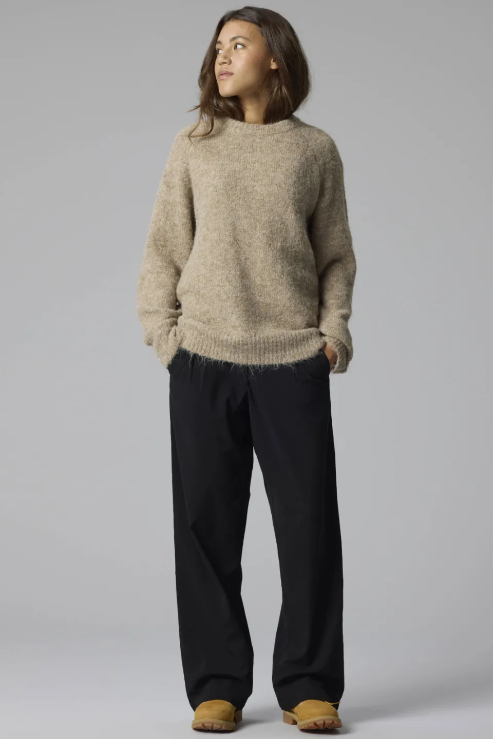 LMTD wide leg broek met plooien zwart