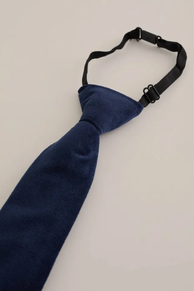 WE Fashion velours stropdas - donkerblauw