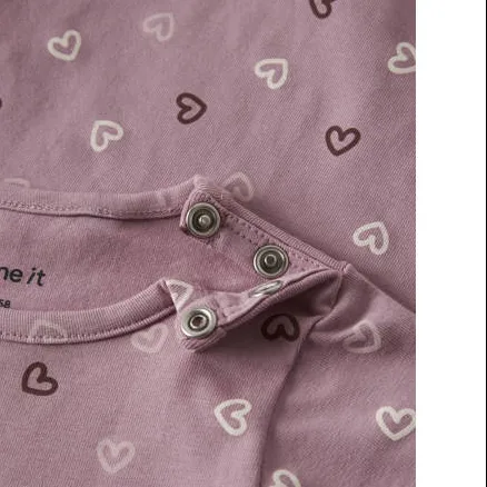 NAME IT BABY katoenen romper met hartjes - roze Meisjes Stretchkatoen Ronde hals, foto 2