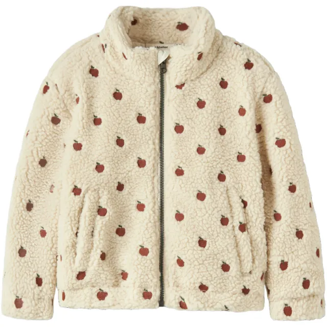 Lil' Atelier MINI teddy jas met appelprint ecru, foto 2