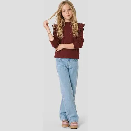 Me & My Monkey longsleeve met ruches donkerrood, foto 3