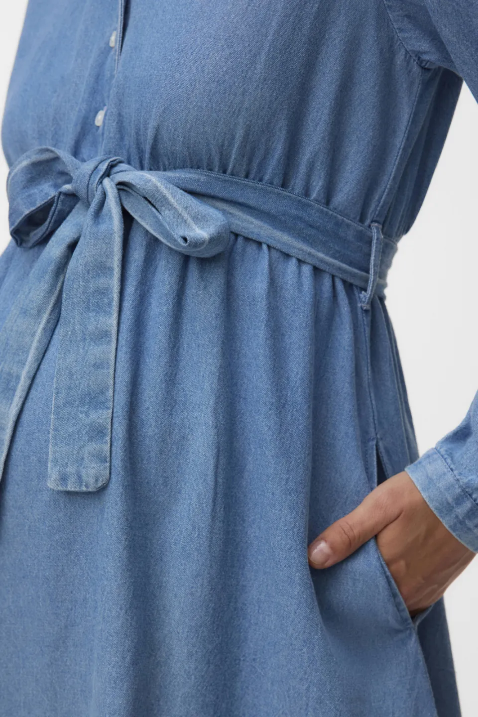 Mamalicious zwangerschapsspijkerjurk met ceintuur mediumblauw medium blue denim, foto 6