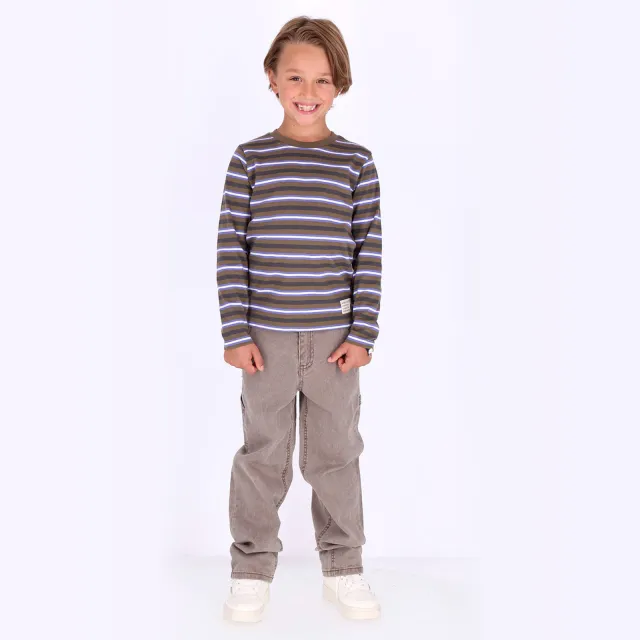B.Nosy Patty straight leg casual broek grijsbruin Grijs/bruin