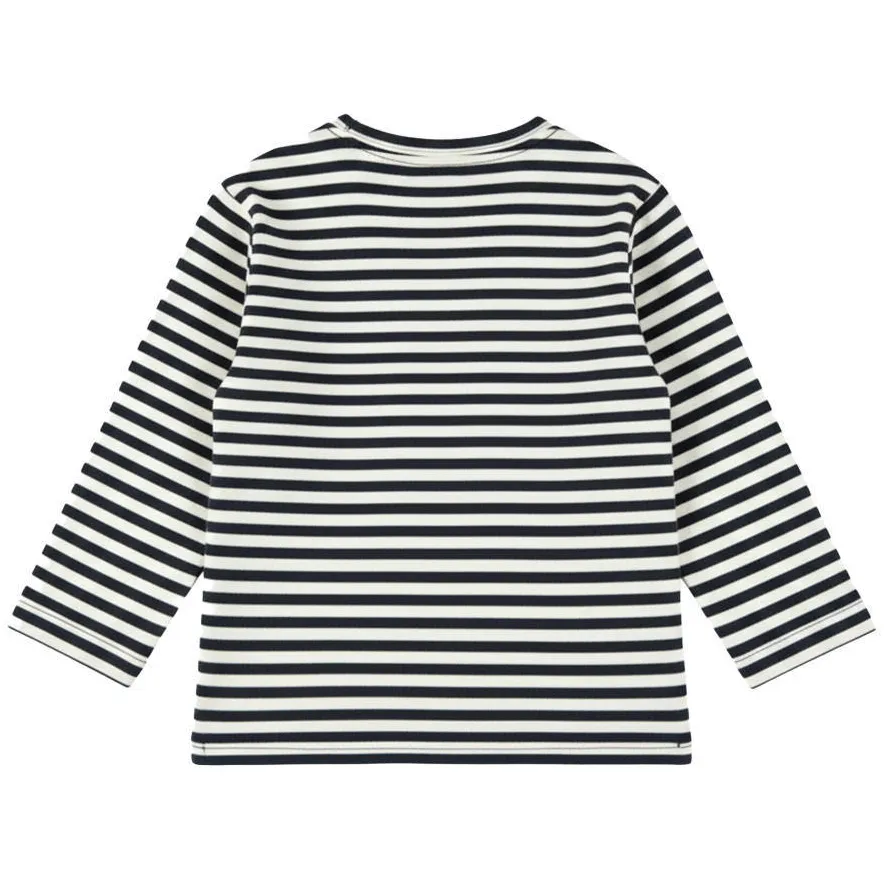 Dirkje rechtvallende gestreepte longsleeve donkerblauw/wit, foto 3