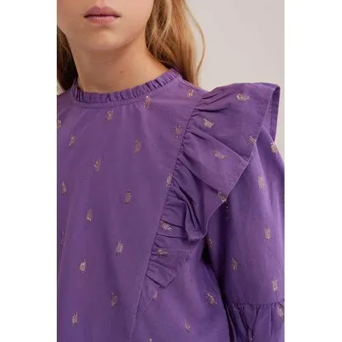 WE Fashion blousetop met ruches en print paars, foto 5