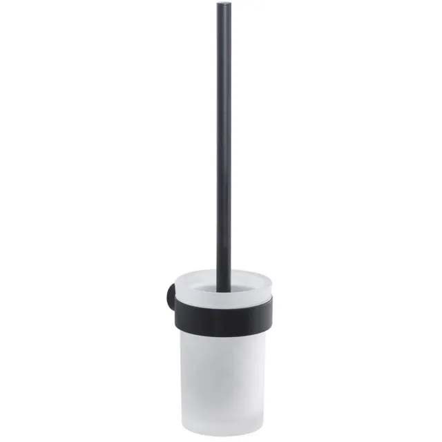 Sapho Toiletborstelhouder Sapho Pirenei Hangend 8.5x37.9 cm Mat Zwart / Satijnglas