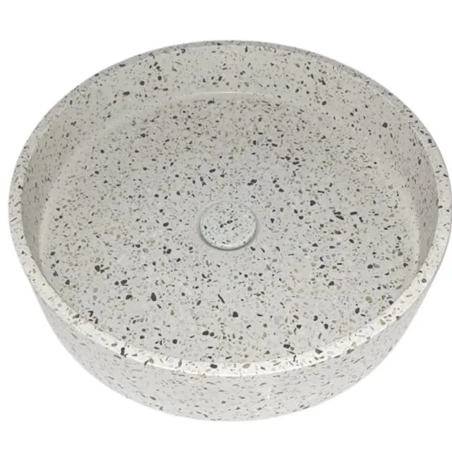Sanimex Crystal opbouw wastafel rond terrazzo wit