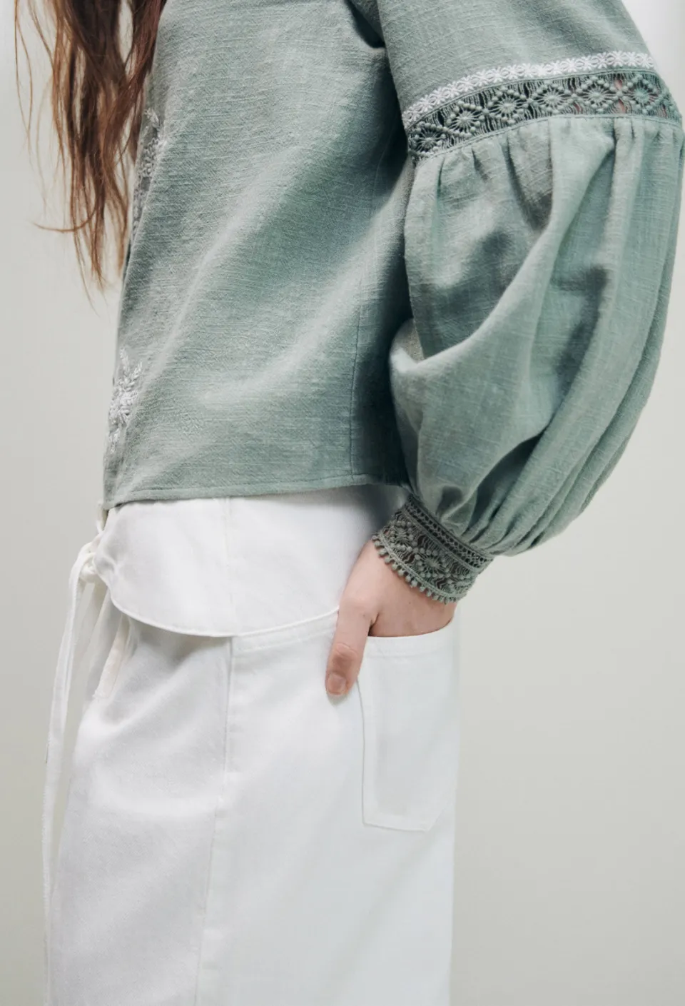 Mango Teen blouse met borduursels groen, foto 4