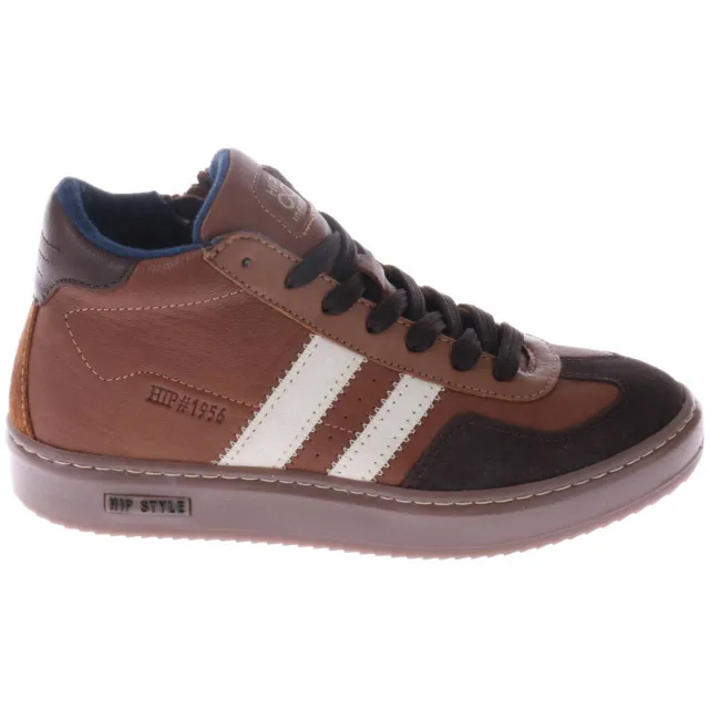 Hip leren sneakers cognac