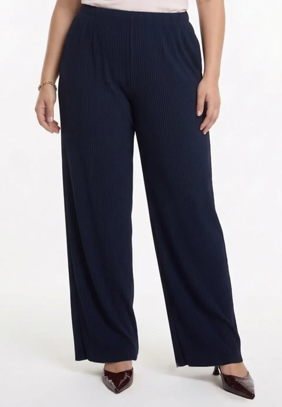 Yoek Pantalon loose PLISSÉ lange broek blauw, foto 4