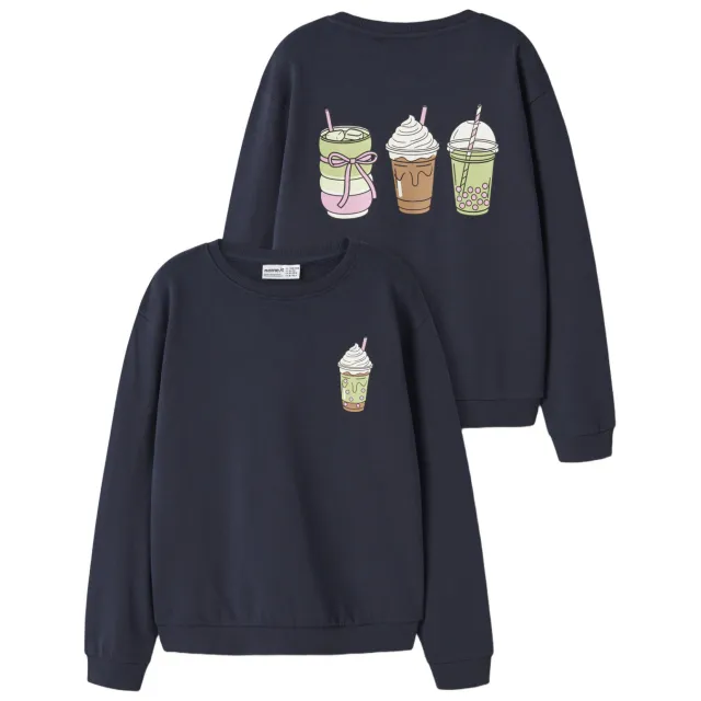 NAME IT KIDS sweater met backprint - donkerblauw