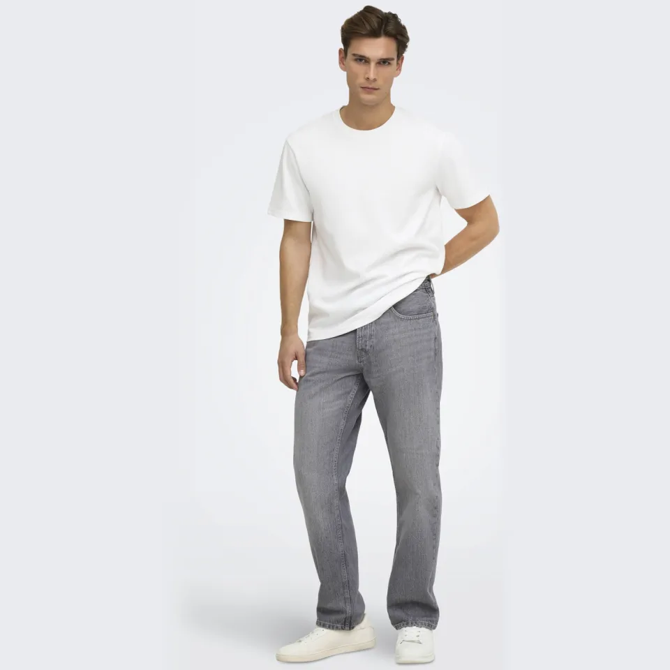 Only & Sons straight leg jeans ONSEDGE medium grey denim
