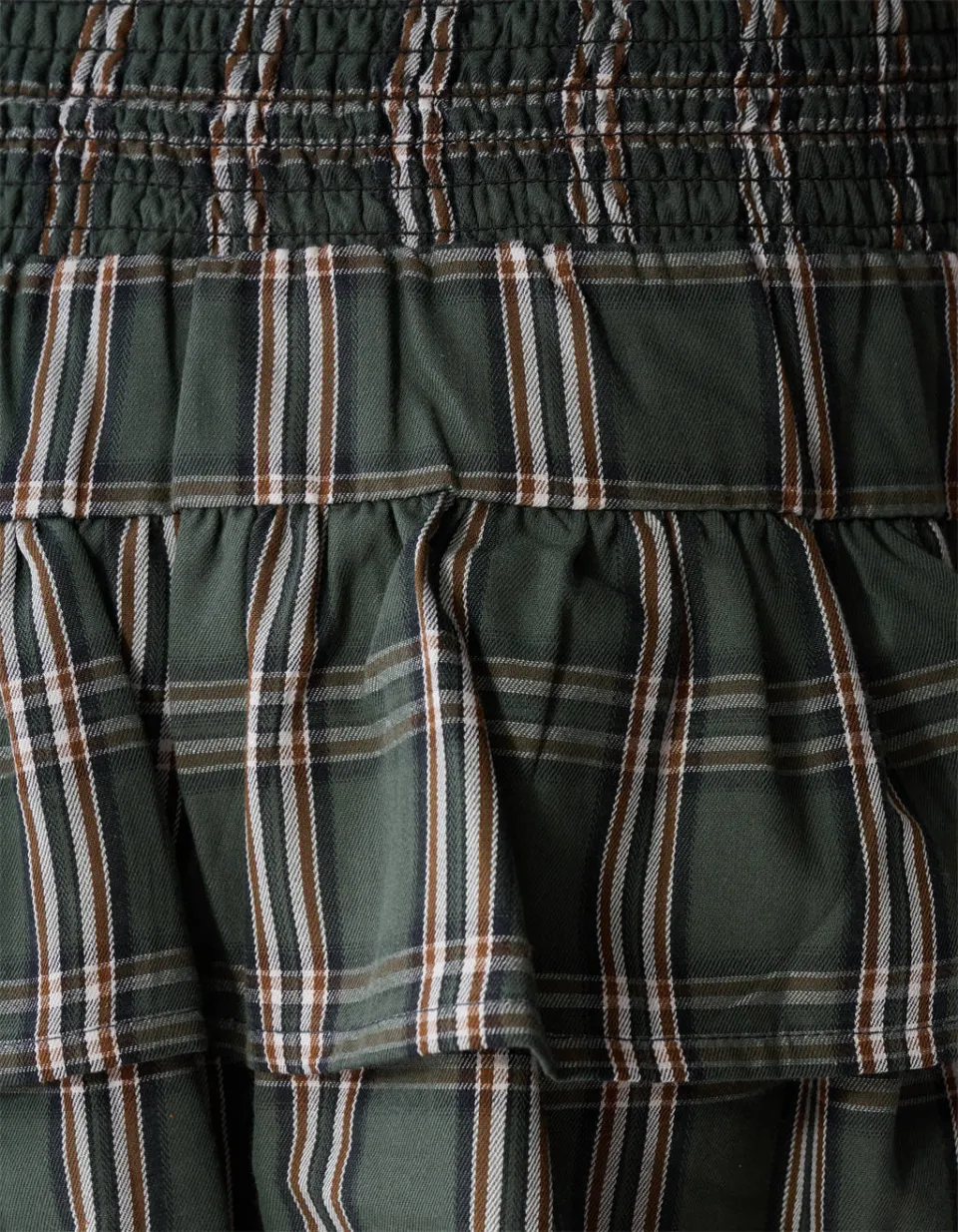 Shoeby geruite korte rok met ruches donkergroen, foto 6