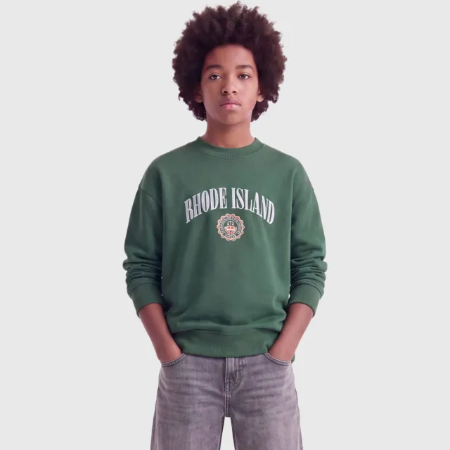 Only & Sons JUNIOR sweater met borduursels en tekst - groen