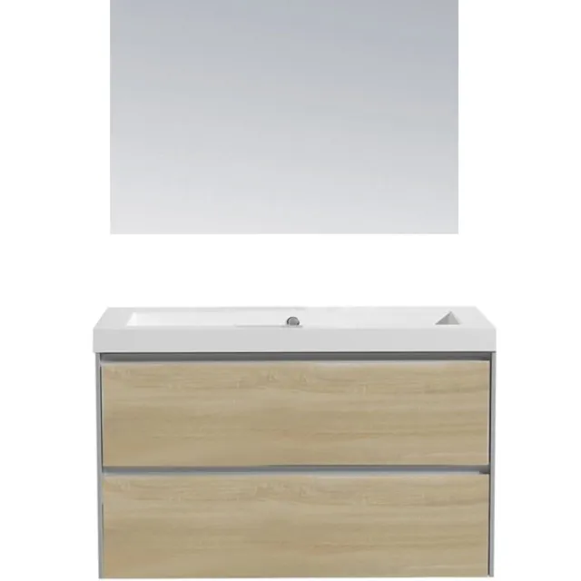 Sanilux PL 80 greeploos badmeubelset light wood