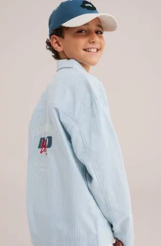 WE Fashion gestreept overhemd - lichtblauw/ecru, foto 3