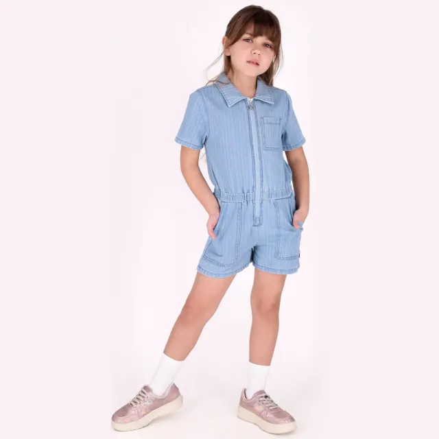 B.Nosy gestreepte playsuit light blue denim Lichtblauw/multicolor