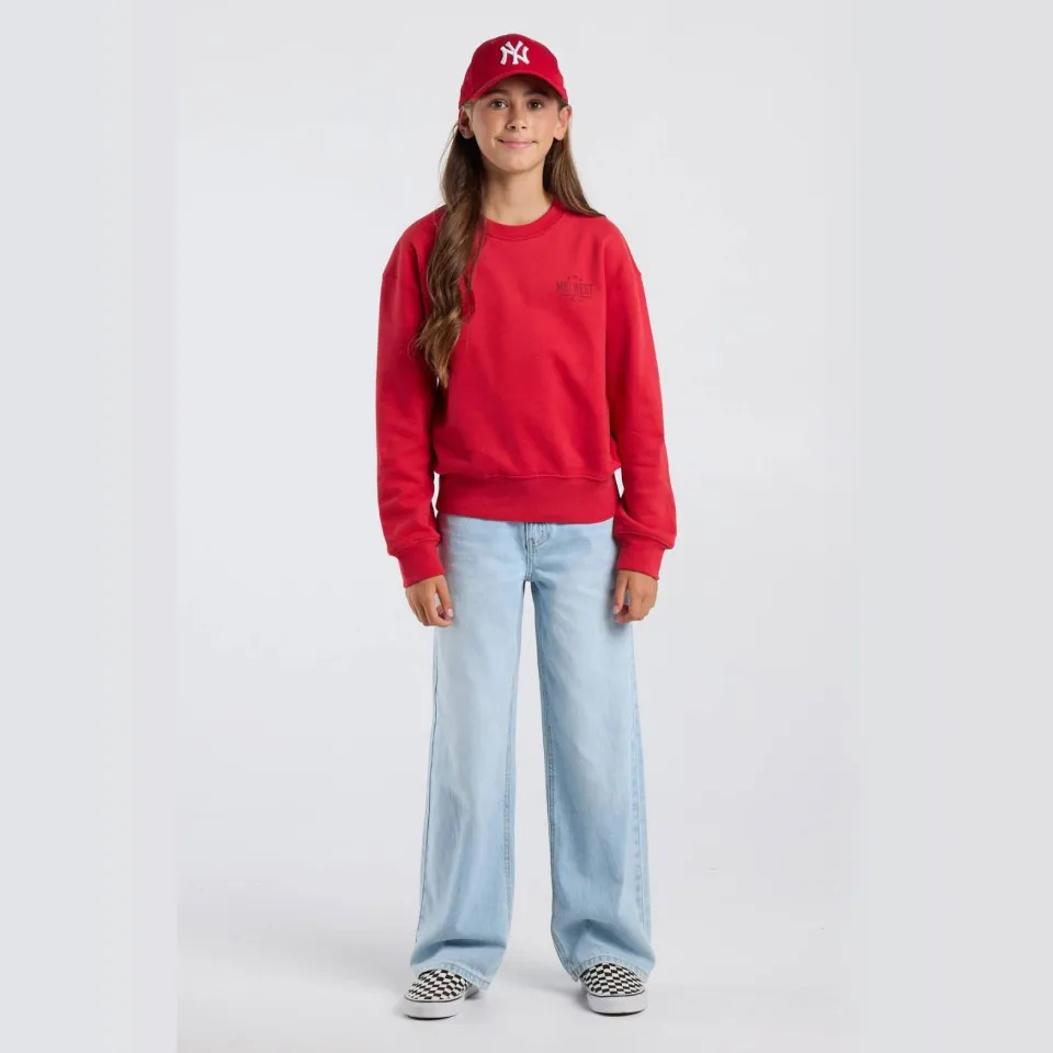 America Today sweater met studs, backprint en tekst - rood