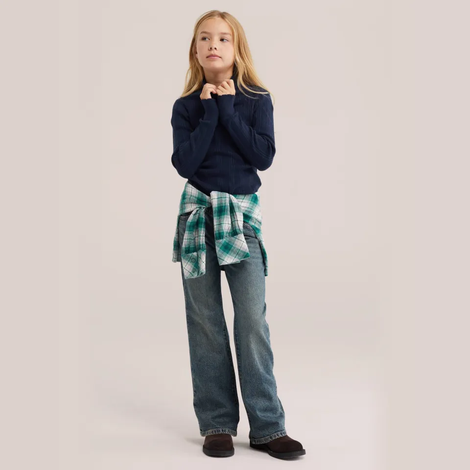 WE Fashion longsleeve donkerblauw opstaande kraag