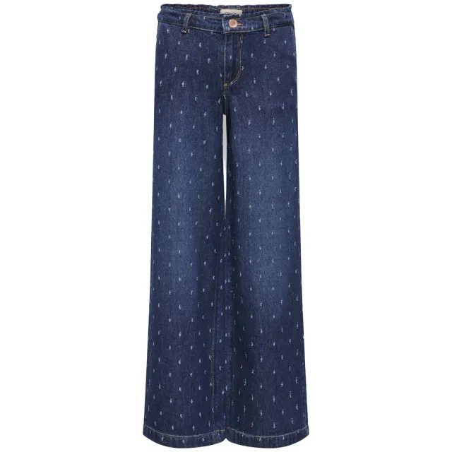 Only KIDS ONLY GIRL wide leg jeans met print - dark blue Dark blue denim