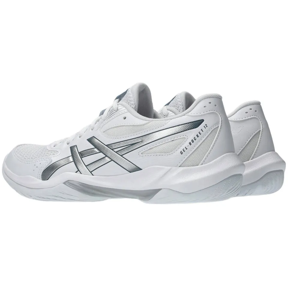 Asics Gel-Rocket 12 mesh sportschoenen - wit/zilvergrijs, foto 4