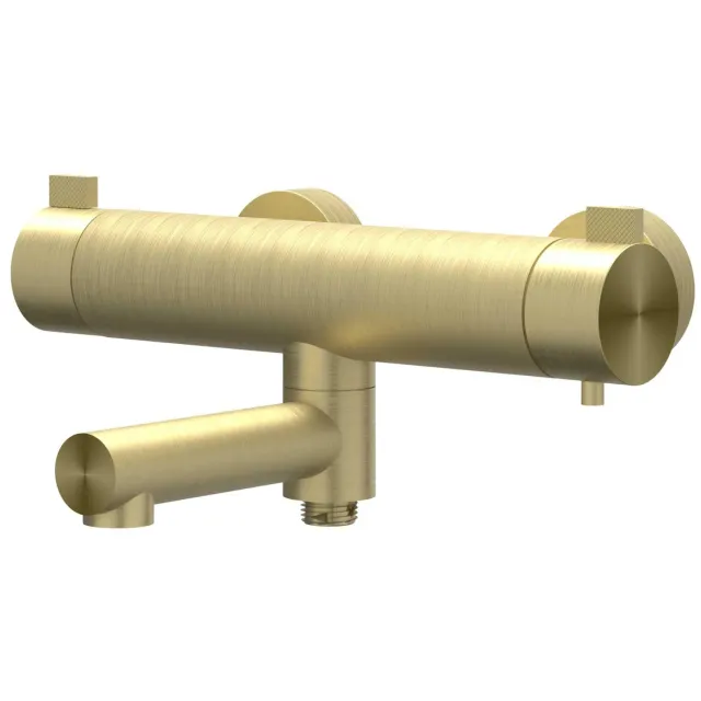 IVY Badthermostaatkraan IVY Tribe Opbouw Omstel Met Draaibare Baduitloop Met Omstel RVS316 Geborsteld Mat Goud PVD Geborsteld RVS316 Mat Goud PVD
