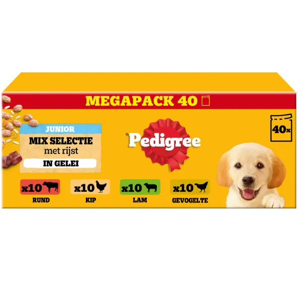 Pedigree Junior hondenvoer in gelei mix selectie 40 x 100 g
