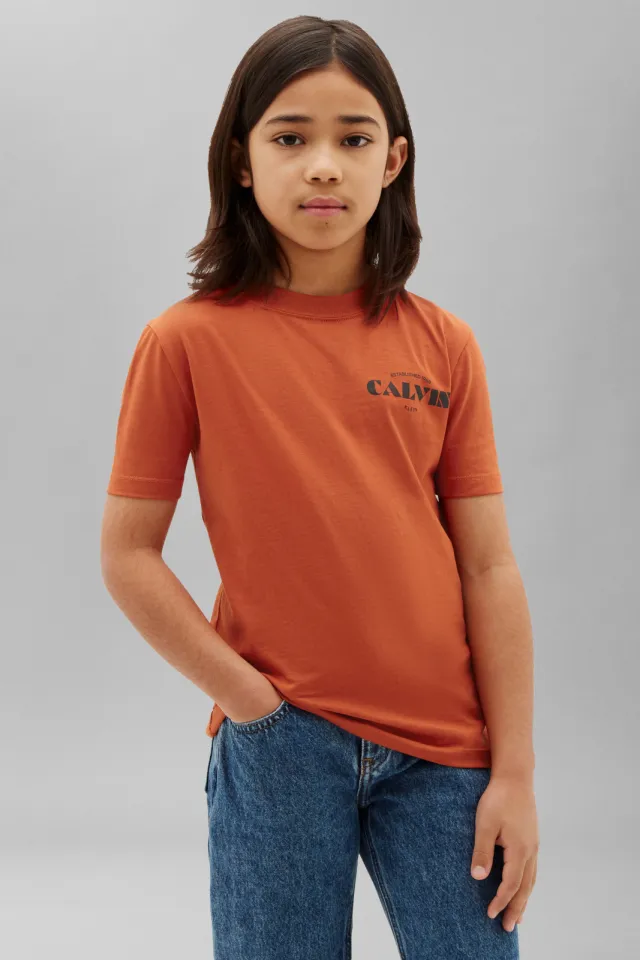 Calvin Klein logo T-shirt oranje Warm oranje