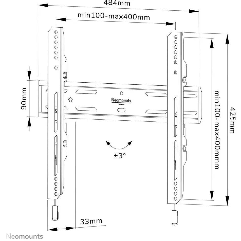 Neomounts by Newstar WL30S-850BL14 vaste tv-beugel zwart