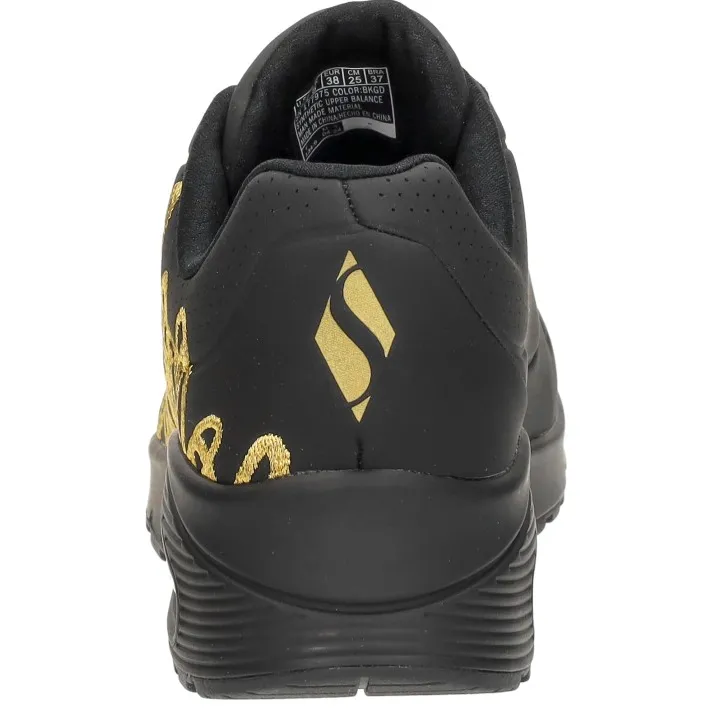 Skechers Uno Shiny One lage sneakers zwart goud, foto 6