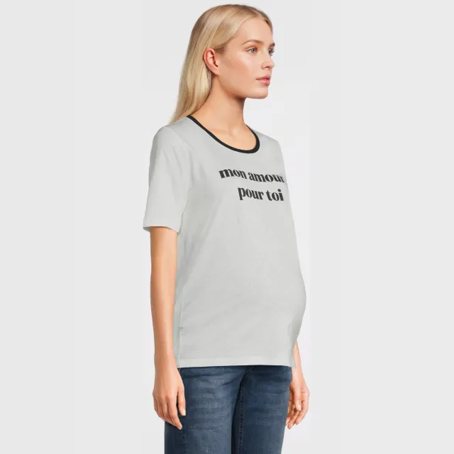 LOVE2WAIT zwangerschaps T-shirt wit met tekst, foto 3