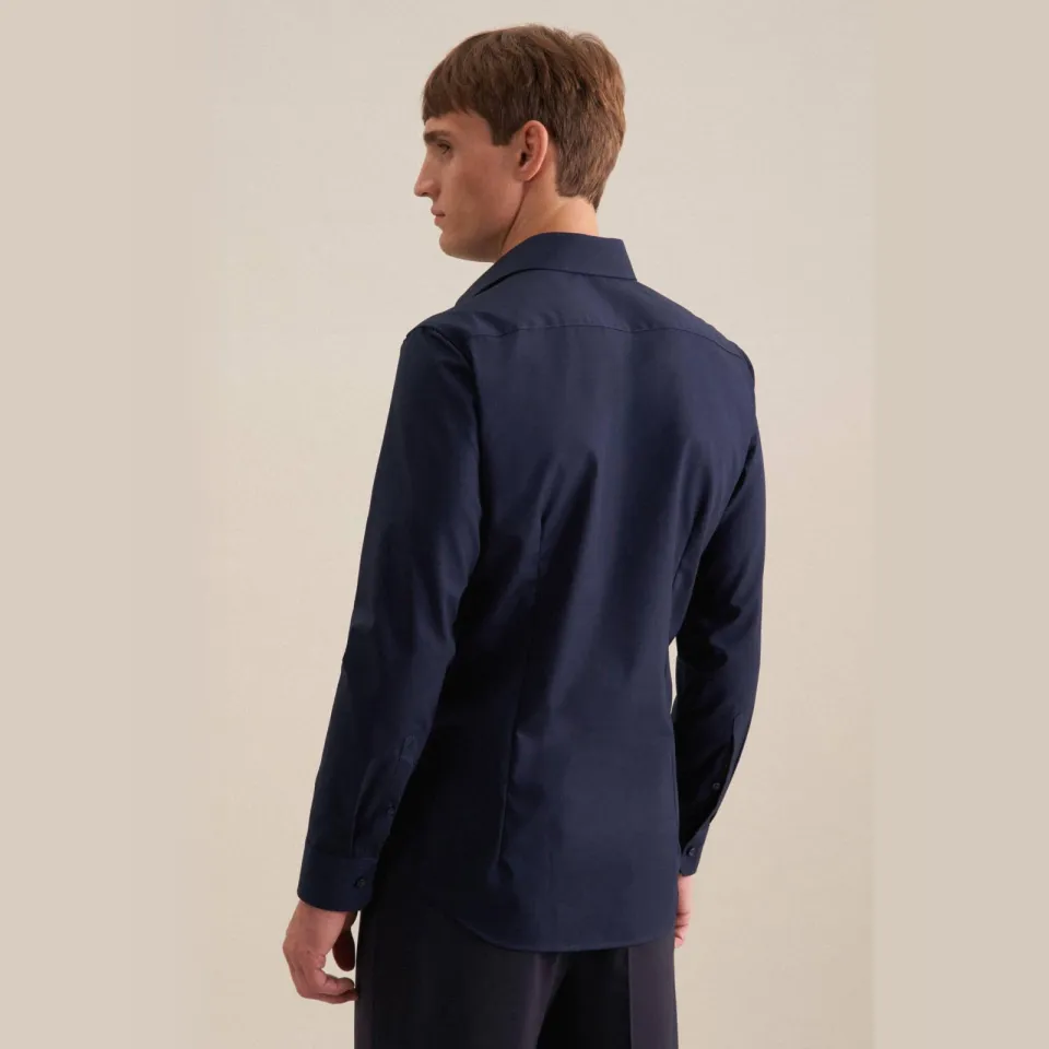 Seidensticker slim fit strijkvrij overhemd donkerblauw, foto 7