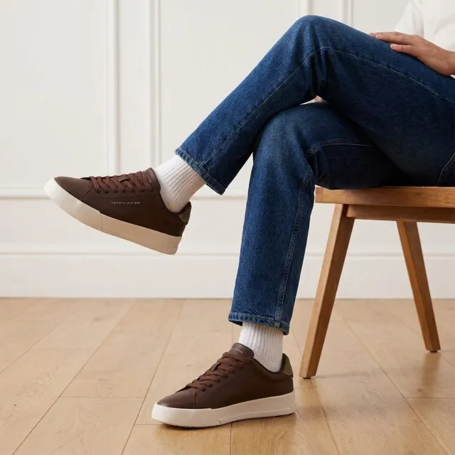 Tommy Hilfiger TH Court sneaker bruin, foto 8